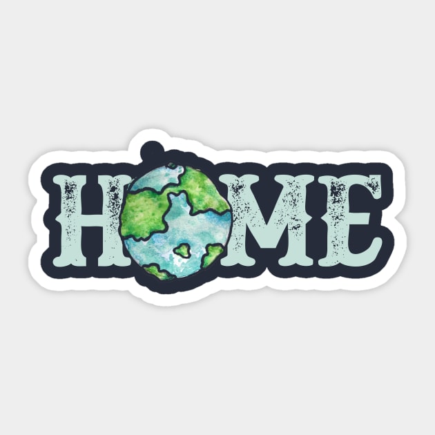 Earth Day Watercolor home is planet earth Sticker by bubbsnugg